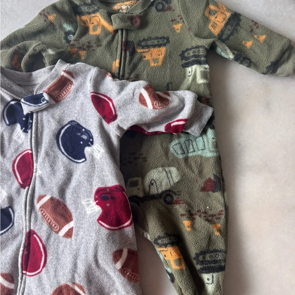 Carter's Kids One Piece Footies - Gray and Green
